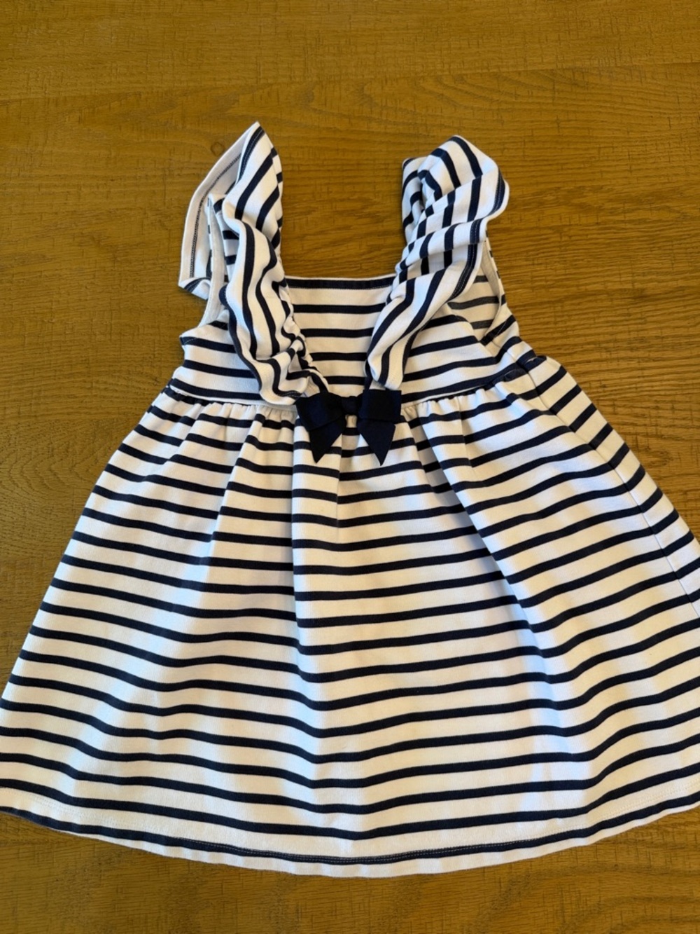 Janie and Jack Navy and White Striped Ruffle Strap Dress